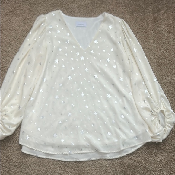 Vince Tops - Vince Cream Sequin Wrap Blouse Long Sleeve